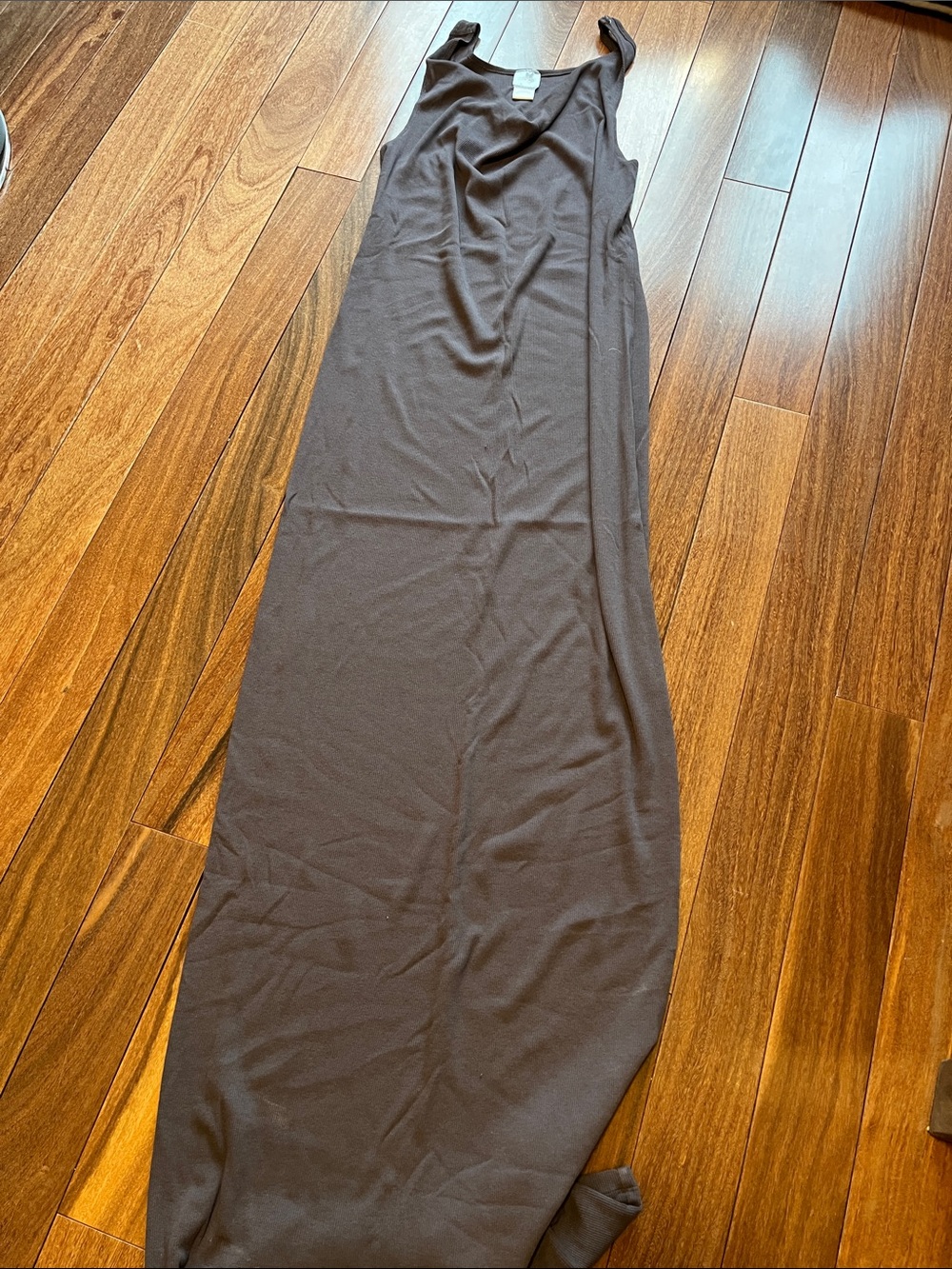 bobi Sleeveless Maxi Dress in Charcoal Brown